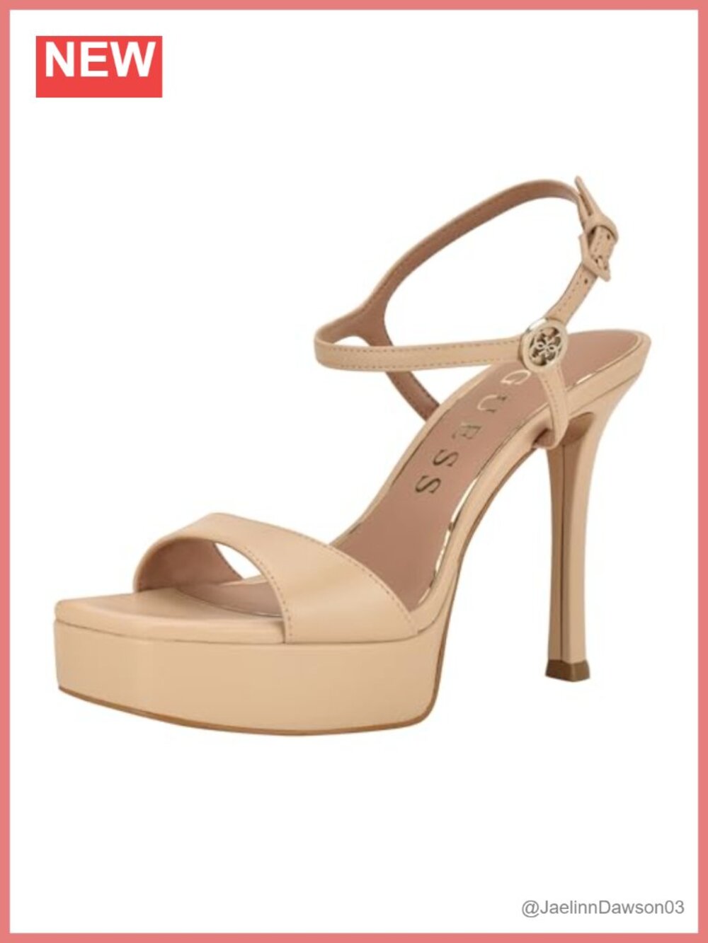 GUESS Hendora Heeled Sandals Stiletto Ankle Strap Leather Women's Shoes